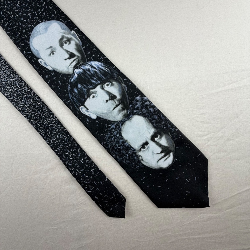 Ralph Marlin The Three Stooges Necktie Larry Moe Curly MensOS black Novelty 1995